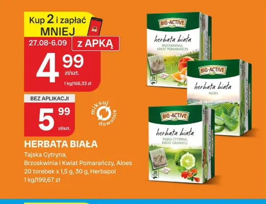 Herbata biała Big-Active aloes promocja w Chorten