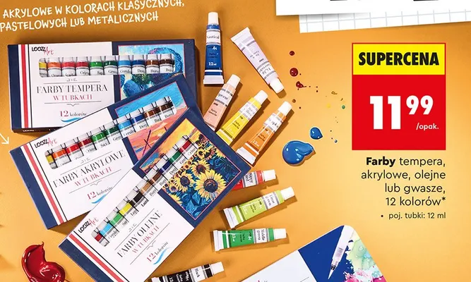 Farby tempera Loozz 12 kolorów promocja w Biedronka