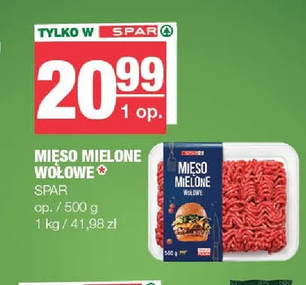 Mięso mielone wołowe SPAR promocja w SPAR