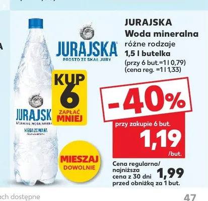 Woda mineralna niegazowana Jurajska promocja w Kaufland