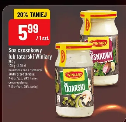 Sos czosnkowy lub tatarski promocja w POLOmarket