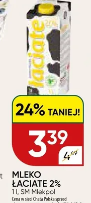 Mleko Łaciate 2% SM Mlekpol promocja w Chata Polska