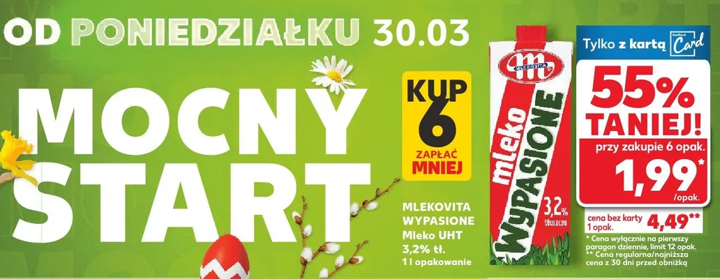 Mleko wypasione UHT 3,2% tł. promocja w Kaufland