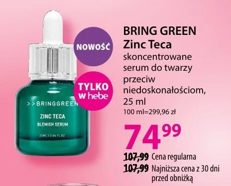 Serum skoncentrowane Zinc Teca do twarzy przeciw niedoskonałościom promocja w Hebe