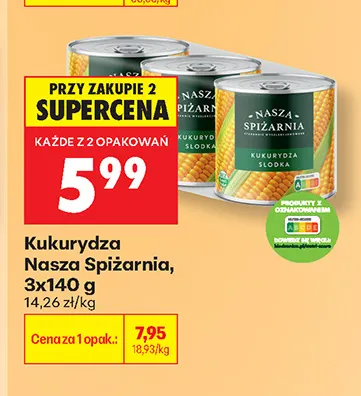 Kukurydza Nasza Spiżarnia 3-pak 140 g promocja w Biedronka