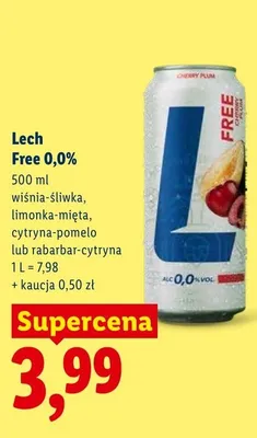 Piwo bezalkoholowe Lech Free 0,0% rabarbar-cytryna promocja w Lidl