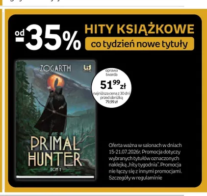 Książka Primal Hunter Tom 1 promocja w Empik
