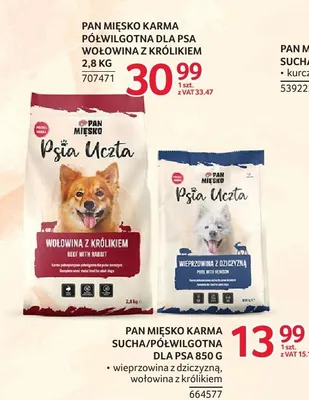 Karma dla psa Pan Mięsko Psia Uczta sucha/półwilgotna 850 g wieprzowina z dziczyzną wołowina z królikiem promocja w Selgros