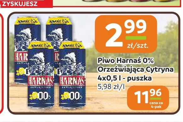 Piwo bezalkoholowe Harnaś Orzeźwiająca Cytryna 4-pak promocja w Gama
