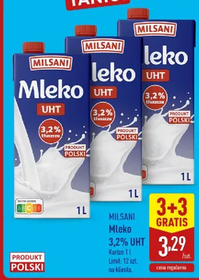 Mleko 3,2% UHT Milsani promocja w Aldi