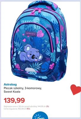 Plecak szkolny 3-komorowy Astrabag Sweet Koala promocja w Smyk