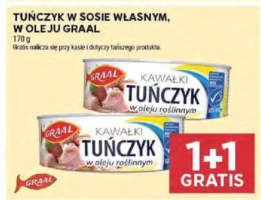Tuńczyk w sosie własnym w oleju GRAAL 170g promocja w Stokrotka