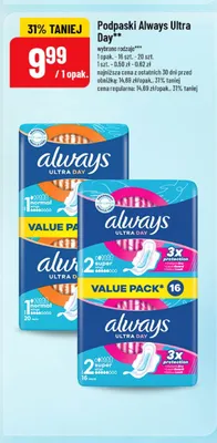 Podpaski Always Ultra Day Super promocja w POLOmarket