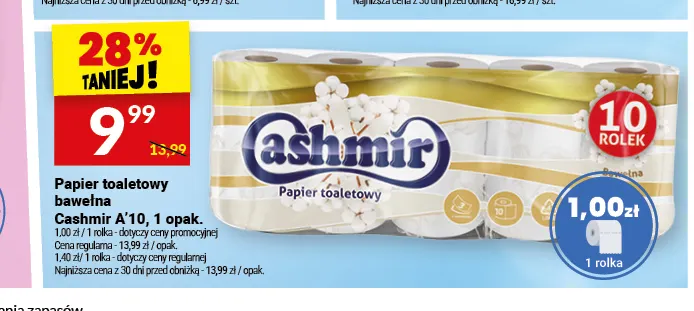 Papier toaletowy bawełna Cashmir 10-pak promocja w Twój Market