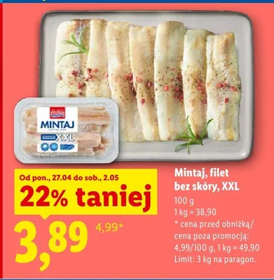 Mintaj filet bez skóry XXL promocja w Lidl