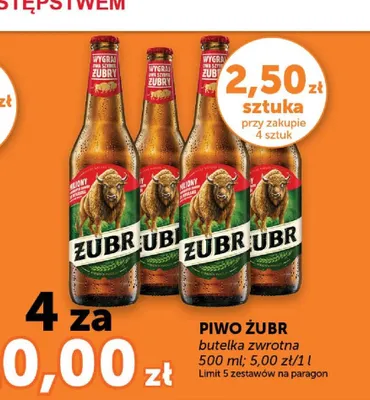 Piwo Żubr butelka zwrotna promocja w Euro Sklep