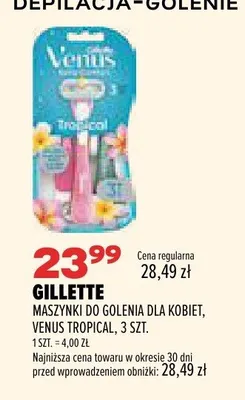 Maszynki do golenia dla kobiet Gillette Venus Tropical 3 szt. promocja w Drogerie Natura