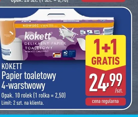 Papier toaletowy 4-warstwowy Kokett promocja w Aldi