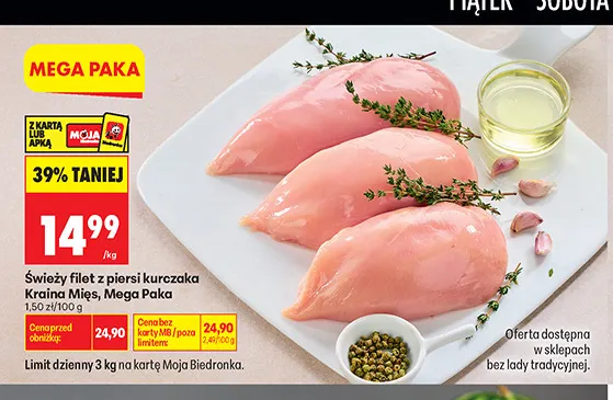 Świeży filet z piersi kurczaka Mega Paka Kraina Mięs promocja w Biedronka