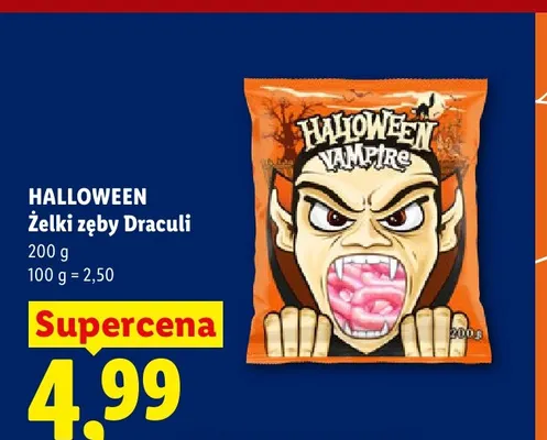 Żelki zęby Draculi Halloween promocja w Lidl