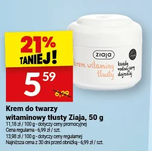 Krem do twarzy witaminowy tłusty Ziaja promocja w Twój Market