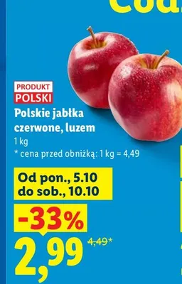 Jabłka czerwone polskie promocja w Lidl