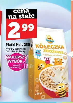 Płatki zbożowe kółeczka w polewie miodowej Melu promocja w TOPAZ