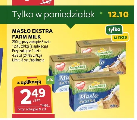 Masło ekstra Farm Milk promocja w Stokrotka