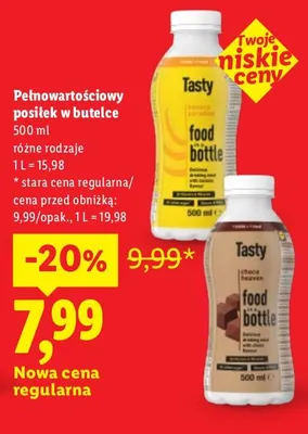 Pełnowartościowy posiłek w butelce Tasty promocja w Lidl