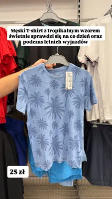 T-shirt męski Pepco z tropikalnym wzorem promocja w Pepco