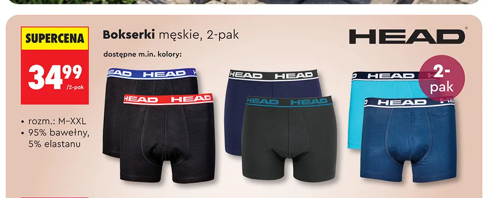 Bokserki męskie 2-pak Head promocja w Biedronka