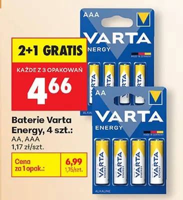 Baterie Energy AAA 4 szt. 2+1 GRATIS promocja w Biedronka