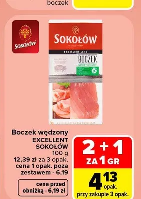 Boczek wędzony Excellent Sokołów promocja w Carrefour