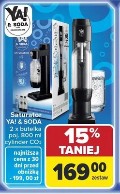 Saturator YA! & SODA 2 x butelka poj. 800ml cylinder CO2 promocja w Carrefour