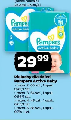 Pieluchy dla dzieci Pampers Active Baby promocja w Netto