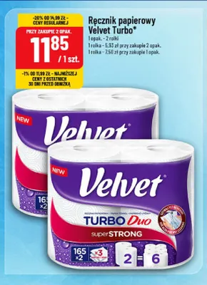 Ręcznik papierowy Velvet Turbo Duo 2-pak promocja w POLOmarket