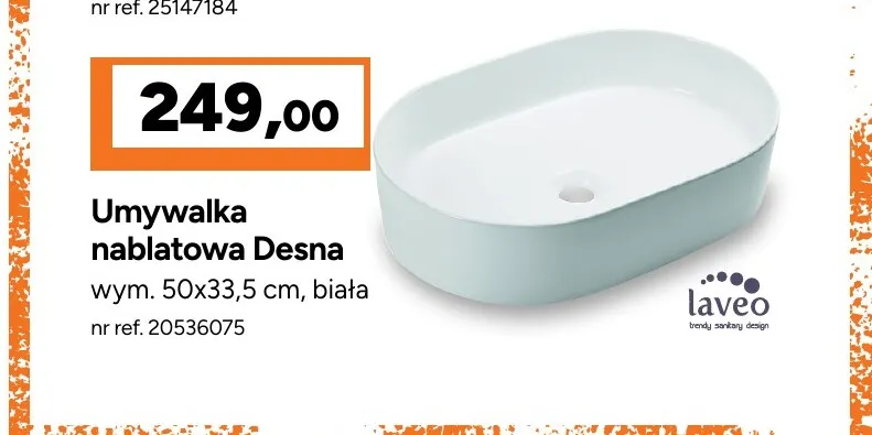 Umywalka nablatowa Desna Laveo promocja w Bricoman