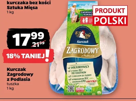 Kurczak Zagrodowy z Podlasia tuszka promocja w Netto