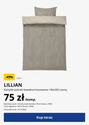 Komplet pościeli bawełna kreszowana 140x200 czarny Lillian promocja w Jysk