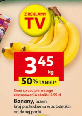 Banany kraj pochodzenia w zależności od danej partii promocja w Auchan