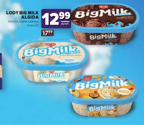 Lody Big Milk Intense czekoladowe Algida promocja w Stokrotka