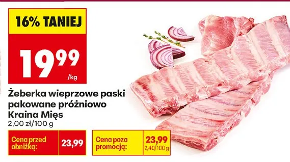Żeberka wieprzowe paski pakowane próżniowo promocja w Biedronka