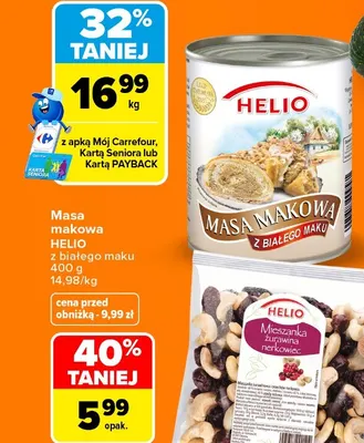 Masa makowa HELIO z białego maku promocja w Carrefour