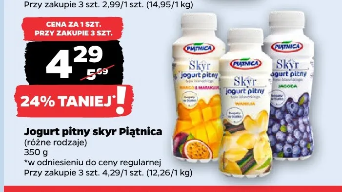 Jogurt pitny skyr mango & marakuja Piątnica promocja w Netto