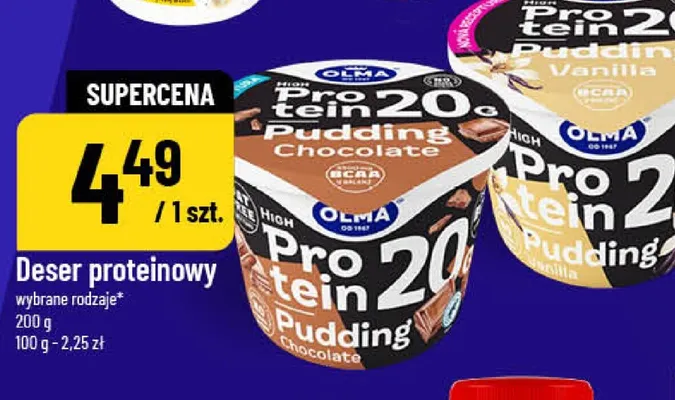Deser proteinowy Olma High Protein Pudding Chocolate promocja w POLOmarket