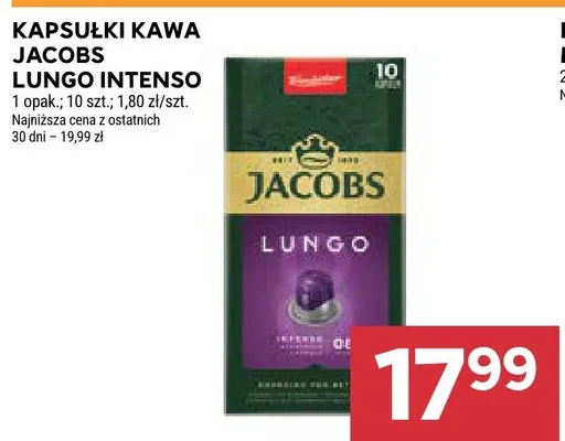 Kapsułki kawa Jacobs Lungo Intenso promocja w Stokrotka