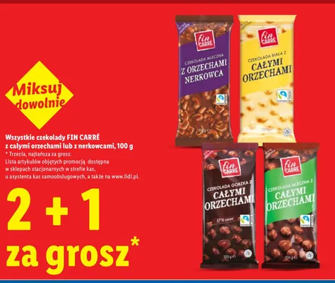 Czekolada mleczna z orzechami nerkowca promocja w Lidl