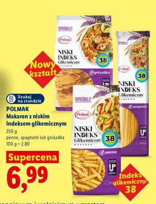Makaron z niskim indeksem glikemicznym penne Polmak promocja w Lidl