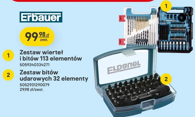 Zestaw bitów udarowych Erbauer 32 elementy promocja w Castorama
