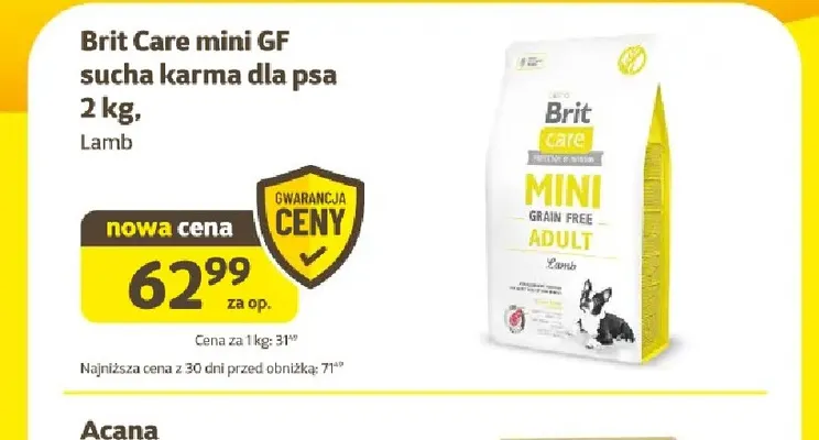Sucha karma dla psa Lamb Brit Care mini GF promocja w Super Zoo